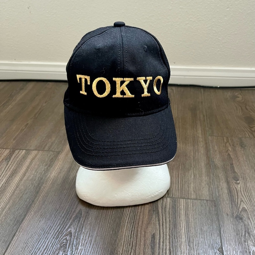 Black Cap with Gold 'TOKYO' Embroidery - Picture 1 of 9